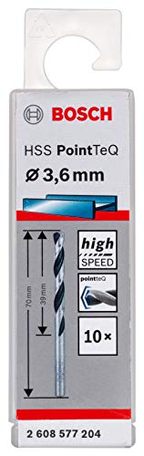 Bosch Accessories Professional 10 Stück HSS Spiralbohrer PointTeQ (für Metall, 3,6 x 39 x 70 mm, Zubehör Bohrschrauber)