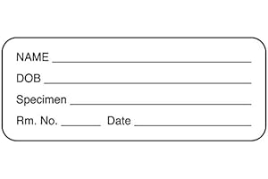 UAL United Ad Label Pathology Labels Specimen Name DOB, 2-1/4" x 7/8", Permanent Paper Label, White, One Roll of 420 Labels