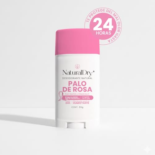 NaturalDry - ARTESANAL - Desodorante Natural Mujer - No obstruye los poros - Hidrata tu piel - SIN ALUMINIO - Elimina el mal olor - Aroma Palo de Rosa - Barra (1 unidad)