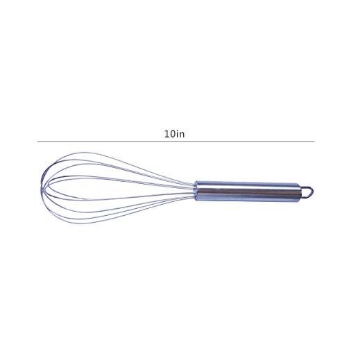 Set of 2 Stainless Steel Whisk 8 Inches and 10 Inches,Kitchen Balloon Hand Stainless Whisk Set for Blending Whisking Beating Stirring by Ouddy,Push Whisk,Egg Whisk - Thumbnail 4