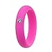 Women Silicone Wedding Band with Rhinestone for Athletes, Thin Rubber Ring Alternative Workout - Black, Purple, Pink, Hot Pink, Lime Green/Teal