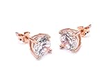 4mm Sterling Silver Rose Gold Plated Stud Earrings