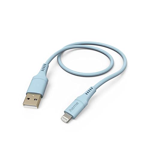 Hama Câble Flexible USB 2.0 A Plug - Lightning Plug de Charge (480 Mbit/s, Silicone, 2.4 A, 1.5m) Bleu