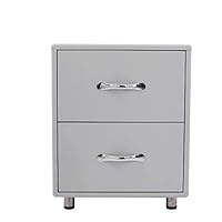 GLCHQ Storage Drawer File Cabinet nightstand Side Cabinet with Two Drawers for Office Bedroom or Living Room (Double Drawer, Grey)