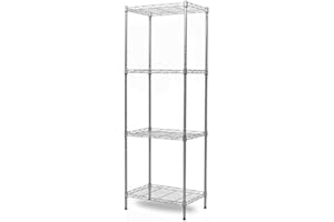 REGILLER 4-Tier Wire Shelving Unit Metal Storage Rack Adjustable Organizer Perfect for Pantry Laundry Bathroom Kitchen Closet Organization (Silver, 16.9L x 12W x 50H)