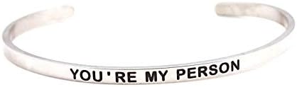 JDX 4MM"YOUR'RE MY PERSON" Inspirational Quote Cuff Bracelet Stainless Steel Personalise Mantra Bangles for Valentine's Day Gift
