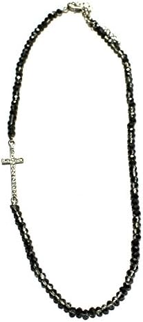 SOUTHERN CHARM GIFTS WOMEN'S METALIC JET HEMATITE BEAD NACKLACE WITH SILVER CHARM ACCENT
