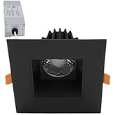 Maxxima 2 in. Ultra-Thin Recessed Anti-Glare LED Downlight - Canless IC Rated, 450 Lumens, 5 Color Temperature Selectable 2700K/3000K/3500K/4000K/5000K, Dimmable Square Black Trim, 90 CRI