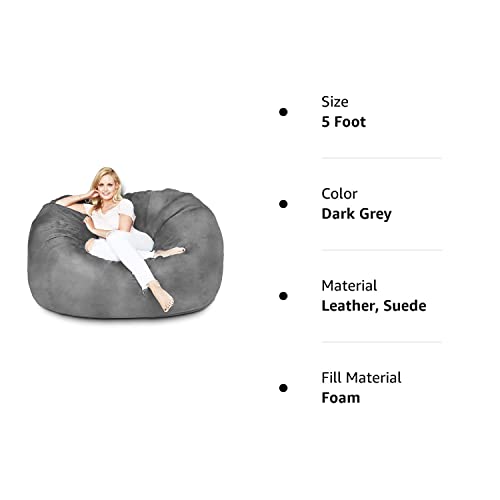 Lumaland Luxurious Giant 5ft Bean Bag Chair with Microsuede Cover