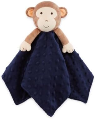 Plush Animal Snuggle Buddy Blanket Rattle (Blue Monkey)