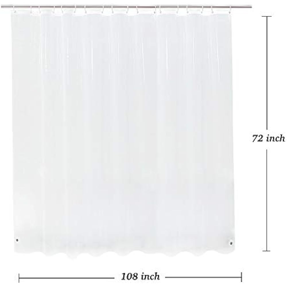 Extra Wide Shower Curtain Liner 108 72, Waterproof Heavy Duty Clear