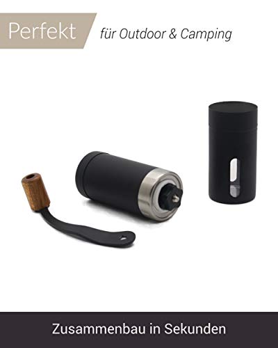 Lambda Coffee Kaffeemühle manuell aus Edelstahl und stufenlosem Keramikmahlwerk I Espressomühle Hand aus Holz mit… – Bild 5