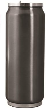 GHP Double Wall Vacuum Sealed Stainless Steel Can with Flip Straw, 12.5 oz, Gunmetal