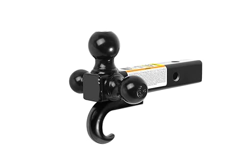 MaxxHaul Suporte de esfera tripla 50231 com gancho de 4,7 cm, 5 cm e 6 cm. Haste oca de 4,5 kg. Capacidade para receptores de 5 cm, classe III e IV, preto