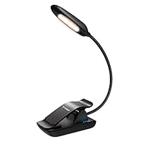 TOPELEK Reading Light, 7 LED Book Light with 3 Brightness x 3 Color Temperature , USB Rechargeable, Eye Care Lamp with Power Indicator, Perfect for Bookworms, Kids, Black