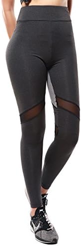APTERA Women's High Waist Leggings Color Contrast Tights Full Length with Mesh Panels for Yoga Jogging Workout
