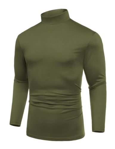 COOFANDY Mock Turtle Neck Shirts for Men Long Sleeve Slim Fit Pullover Tees at Amazon