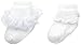 Jefferies Socks Baby-Girls Ruffle and Ripple Edge Turn Cuff 2 Pair Pack, White/White, Newborn