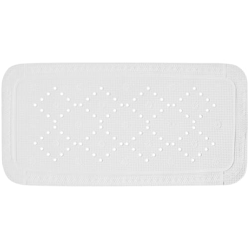 Spirella - Alaska PVC-Schaumstoff-Badematte - rutschfeste Badematte mit Saugnaepfen und Abflussloechern, schimmelresistent - Schneeweiss - 71 x 36 cm