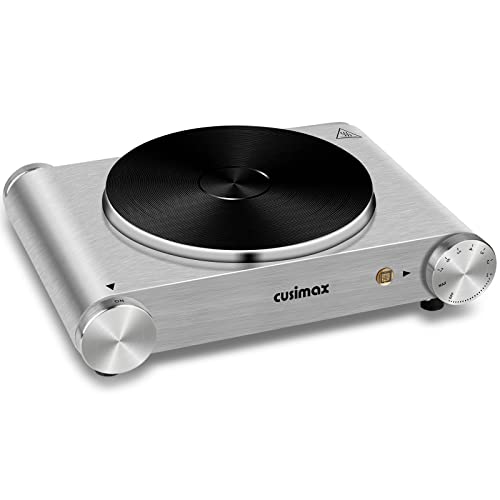 CUSIMAX Electric Hot Plate 1500W Single Burner Cast Iron Hot Plates for