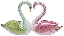 Herend Kissing Swans Key Lime and Raspberry Fishnet