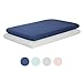 TILLYOU Mini Crib Fitted Sheets 2 Pack - Soft Jersey Knit Microfiber Playpen Bedding Sheet for Baby, Portable Mini Pack n Play Sheet, Machine Washable, 38'' x 24'',Light Gray & Navy Blue