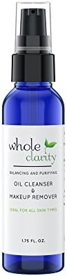 Cleansing Oil &amp; Waterproof Makeup Remover, All Natural, Reduces Fine Lines &amp; Wrinkles, Helps Heal Acne and Scaring, with Organic Jojoba &amp; Rosehip Oils, for All Skin Types by Whole Clarity 1.75 FL. OZ