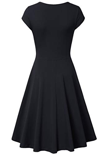 Lotusmile Black Dresses, Sundresses for Womens V Neck Elegant Breastfeed Wrap Dress A Line Cap Short Sleeve Casual Black XXL