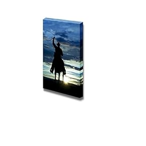 Canvas Prints Wall Art - A Cowboy Riding Forward in The Sunset with a Rope Above His Head | Modern Wall Decor/Home Decoration Stretched Gallery Canvas Wrap Giclee Print & Ready to Hang - 18" x 12"