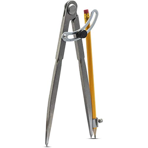 Offidea Professional Woodworking Compass with Wing and Pencil Holder, 8 Inch - Ideal Divider for Carpenter, Drafting, Geometry - Perfect for Drawing or Scribe Large Circle for Any Projects