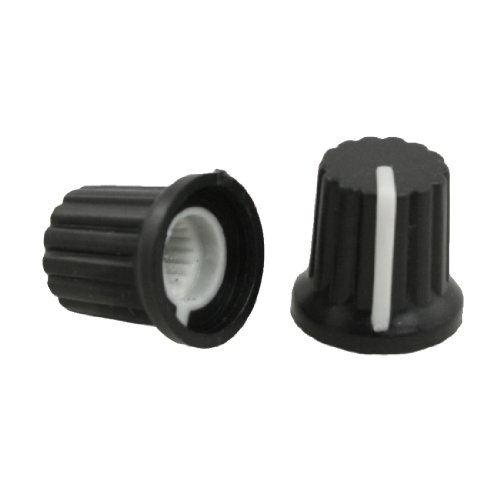 Uxcell 10 Pcs 6 mm Shaft Hole Dia White Mark Black Potentiometer Pot Knobs Caps - Thumbnail 3