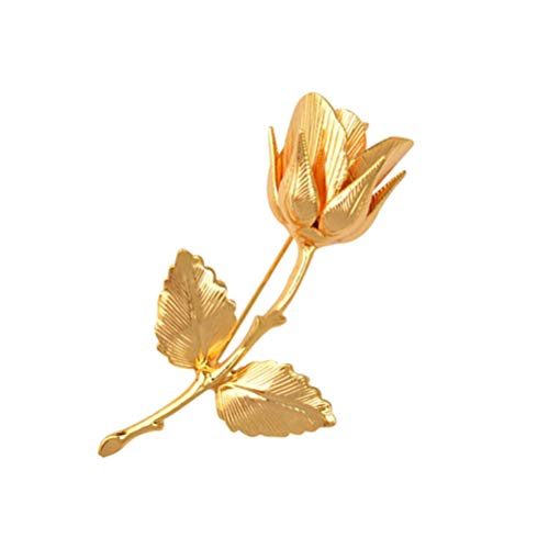 FENICAL Golden Rose Brooch Pins Metal Breastpin Flower Pin Chest Decoration for Women Girls