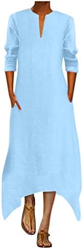 Maxi Dresses for Women - Women's Loose Party Dress Plus Size Deep V Neck Boho Butterfly Print Casual Long Sleeve Dress