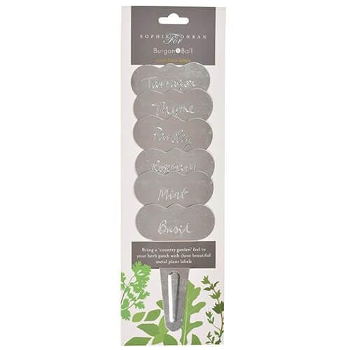 Burgon & Ball Sophie Conran Metal Herb Labels 6-Piece Set, 8 cm Width x 13 cm Height