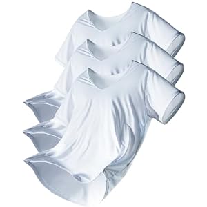 [Duerfusa] インナーシャツ メンズ tシャツ 半袖 冷感 ドライ 春夏 吸汗速乾 抗菌防臭 ストレッチ 白 黒 3枚組(Vネック半袖/白)