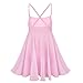 FEESHOW Kids Girls Empire Waist Gymnastics Camisole Leotard Ballet Lyrical Dance Dress Ballerina Costumes Pink 5-6