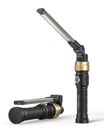 HOTLIGH Rechaegeable Work Light, 5000mAh Magnetic Flashlight with 360° Rotate Foldable Design,