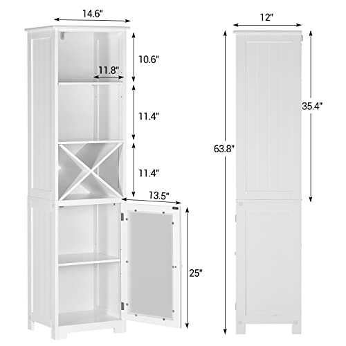 Tiptiper Tall Bathroom Storage, Freestanding Linen Tower with 3