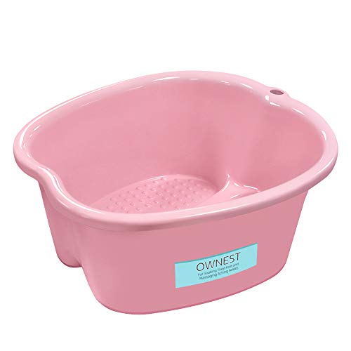 Ownest. Foot Bath Spa,Water Spa and Foot Massage, Sturdy Plastic Foot Basin for Soaking Foot,Toe Nails, and Ankles,Pedicure,Portable Foot Tub-Pink
