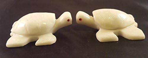 Set of Two Calcite Turtle Figurines 3.25"W Turtle Stone Carving