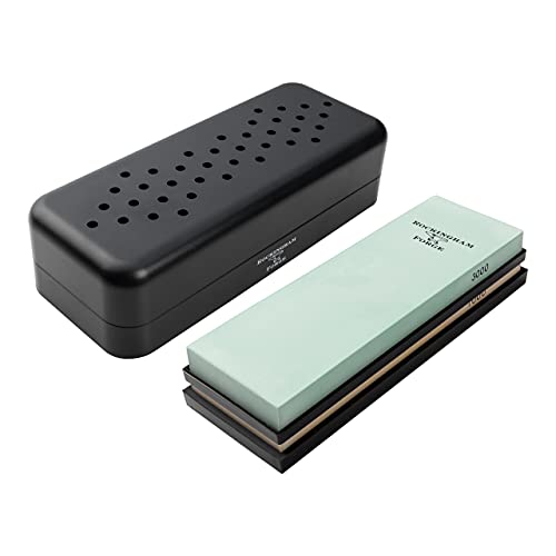 Rockingham Forge Ceramic Combination Whetstone 2-in-1 Medium/Fine 1000/3000 Grit - Professional Knife Sharpening Two Stones in One with Non-Slip Base - Knife Sharpener for Kitchen Knives