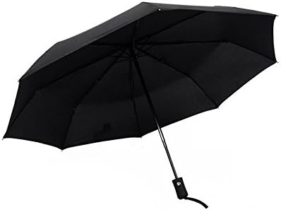 Compact Travel Umbrella Auto Open Close Windproof Water Repellent lightweight Folding Brolly-Black