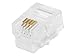 Monoprice 6P4C RJ11 Modular Plugs - For Round Solid/Stranded Cable, 3 Prongs, 50 Pack, Clear