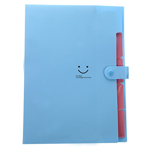 SODIAL(R) Kawaii FoldersStationery Carpeta File Folder 5layers Archivadores Rings A4 Document Bag Office Carpetas£¨Blue£
