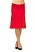 Womens Basic Solid Stretch Fold-Over Flare Midi Skirt (Red-S)