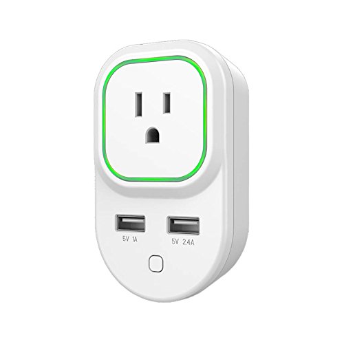 Zooz Z-Wave Plus Smart Plug ZEN06 with 2 USB Charging Ports, White