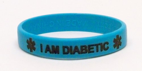 Silicone Diabetic Medical I.D. Bracelet, Aqua