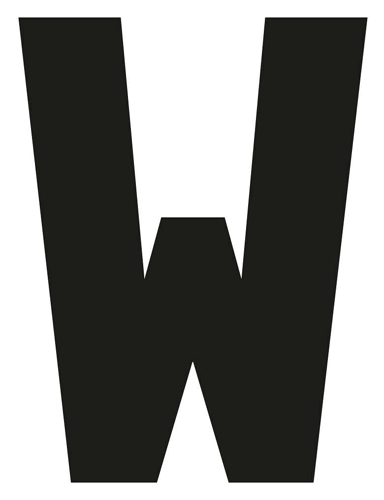 Merriway BH04056 (4 Pcs) Black Vinyl Stick-On Wheelie Bin Post Box Crate Dust Bin Letters 75mm (3 inch) Letter W - Pack of 4 Pieces