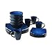 Square Dinnerware Service for 8, Plates Bowls Mugs, 32-Piece Set, Modern Blue & Black