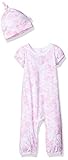 Burt's Bees Baby Baby Girls' Organic Short Sleeve Footless Coverall and Hat, Multi, 0-3 Months